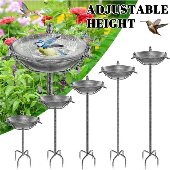 58In Freestanding Birdbaths Bowl Outdoor, Free Standing Garden Bird Bath Feeder - Picture 5 of 8